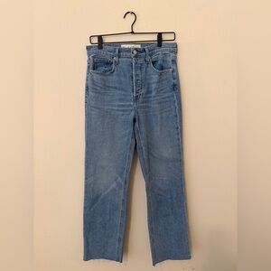 Frank & Eileen Monaghan Jeans Sz 28 High Rise Straight Leg Button Fly Raw Hem